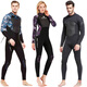 SBART 3MM thickened men's and women's warm winter swimming suit wetsuit floating long-sleeved one-piece jellyfish suit deep diving hunting and fishing suit 1070 men's black 3MM thick XL