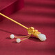 Kamalon hairpin for women, ancient style, step-shaking silver hairpin, high-end updo, high-end headwear, cheongsam, Hanfu, Chinese style gold hairpin, tassels, Hotan jade hairpin - step-shaking, spring (gold)
