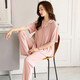 Langsha Pajamas (Langsha) Pantalage de coton modal de printemps pour femmes Vêtements de maison à manches courtes pour la mère de la mère Mère Mother Cardigan Loose Uster uster 723 Rose clair M [155-162 cm / 80-105jin [Jin est égal à 0,5 kg]]]]