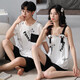 Daizixin 2 Sets von Paar-Pyjamas für Sommersaugen für Frauen, zweiteiliger Satz reines Baumwoll-Kurzärärmel-Weste dünner Männeranzug DD9904 Frauen M+ Männer l