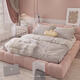 Yongtong bed cream style pink puff bed 2*2.2 meters double bed master bedroom queen bed wedding bed technology velvet bed storage bed puff bed upgraded 15 cm steel wood bed board 1.5*2 meters