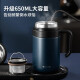 泰福高保温杯男女士带盖商务茶杯泡花茶杯不锈钢带手柄水杯办公杯 500ML骑士黑 T6172