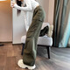 Xujiang Pure Cotton Working Hosen für Frauen Neue Frühling und Herbst hohe Taille gerade zieht schlanke lässige amerikanische Retro-Denim-Weitbeine Dünne Schöne kleine kleine kleine (innerhalb von 159) 2677-9 m (96-105jin [Jin gleich 0,5 kg]))