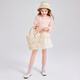 Disha children's clothing girls' jacket 2024 spring and summer new fashionable sweet stretch lace cardigan jacket soft pink 165