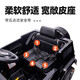 HIMEILI children's car electric car four-wheel toy car can be seated with remote control for men, women, children, babies, and baby swaying off-road vehicle gifts. Four-wheel drive black + shock absorber + leather seat + silent wheel