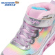 
Skechers Children's Autumn and Winter Warm Sneakers Comfortable Flash Light Casual Cotton Boots 302677L 677L Silver/Multi-Color/SMLT 34