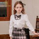 IVY HOUSE Ivy children's clothing girls' shirt autumn new style parent-child clothing fashionable versatile exquisite basic white top white (collar flower not included) 120