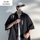 苏京猫日系短袖衬衫男士夏季高级感痞帅大码男装宽松上衣服潮牌休闲衬衣  838-白色 XL