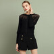 Pipi Dog New Summer Three-dimensional Relief Machine Embroidered Hollow Beaded Knitted Jacket Women's Cardigan 701 Black L (165)