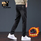 Playboy (PLAYBOY) men's jeans autumn and winter velvet thickened slim straight 2024 new winter stretch casual long pants for men 7620-1 black gray velvet 33 waist circumference 2 feet 6
