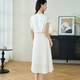 
Misiyang 2024 summer new simple high-end elastic double-joe dress waist-hugging mulberry silk A-line skirt 3291 pearl white L