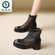 Woodpecker leather hollow Martin boots women's boots 2025 new summer thin breathable mesh boots sandals boots thick heel boots women's shoes apricot color 37