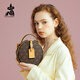 Vogelscheuchen-Tasche Frauen neue Mode One-Shoulder-Print kleiner runde Tasche Crossbody Frauenbag Kette Chinesische Valentinstag Geschenke Freundin 79069-1 Tiefkaffee
