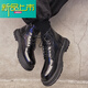 Neue 21-jährige neue High-Top British Trendy Herrenschuhe Martin Boots Lederschuhe erhöhte Stiefel Herbst und Winter plus Samt 12213 bequeme Mid-Top-Kleidung-resistente Lederspot 38 Männer
