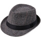 Denssyne Shanghai Beach Hat Men's Spring British Jazz Hat Casual Top Hat British Woolen Middle-aged and Elderly Warm Panama Hat Light Gray (55-58cm)