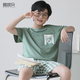 Mannido Boys Pajamas Лето новая короткая рукава мальчики с чистым хлопком детей Большой детской хлопковой молодежной домашней одежды N6621 [Double Short] 180 увеличенного кода версии XL [130-150JIN [Jin равно 0,5 кг]]