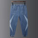 Fei Shimi Fatty New Elastic Waist Jeans Men's Elastic Loose Plus Fat Plus Large Size Fatty Body Tight Foot Nine-Cross Pants xf-9906# Blue Gray 3XL 170-190Jin[Jin equals 0.5 kg]
