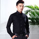
Zhidou Dou spring and summer shirt men's long-sleeved shirt New Year fashion high-neck large collar diamond button trendy men's lining black double-layer collar 9215 38 S