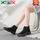 卡帝乐鳄鱼（CARTELO）帆布马丁靴女2025新款夏季薄款英伦风厚底网红爆款高帮靴子女短靴 米棕 37