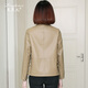 Lingfaner Haining genuine leather jacket for women autumn new casual small sheepskin jacket short style autumn leaf yellow M