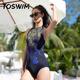 TOSWIM swimsuit women's one-piece professional competitive training swimsuit sleeveless triangle sexy backless slim swimsuit swimming three-piece set swimsuit + swimming goggles + swimming cap M height 160-164cm/weight 45-51kg
