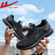 JETRAM men's shoes for spring and summer breathable men's casual shoes hollow mesh net running shoes soft sole running wear-resistant all black sports shoes YT-all black (6175) men 40