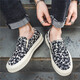Dkcci viejos zapatos de tela Beijing zapatos de tela informal ligero y transpirable para hombres un pie pedaling zapatos casuales perezosos hombres negros 42