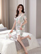 Zhenyunyuan ice silk nightgown for women in summer 2025 new summer emulation silk short-sleeved long pajamas for women pregnant mother dress 9928 M