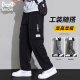 Cat Man Casual Pants Versátiles de trabajo Versátil Pantalones rectos Spring and Autumn American Fashion Marca suelta al aire libre pantalones de bolsillo 9931 negro + 9930 gris m