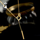 Shien 18K gold geometric square necklace for women's Chinese Valentine's Day gift new style not easy to fade clavicle chain fashion pendant sweater chain