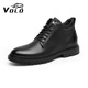 VOLO Rhino Herrenstiefel High-End-Martin-Stiefel Herren-High-Top-Schuhe plus Samt zum Warmhalten britische Freizeitstiefel dickbesohltes Lederfutter Herrenstiefel schwarz plus Samt 44