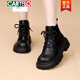 CARTELO leather wool snow boots for women 2025 new winter thick sole small slim short boots plus velvet thickened Martin boots black [wool] 36