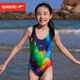 速比涛(Speedo)儿童泳衣青少年女孩竞速泳衣套装女童训练游泳衣2024 12392-黑色 训练款-连体平角 5-6(适合身高110-120cm 体重18-2