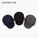 Monette hat men's winter new style plus velvet cold-proof and warm peaked hat for cycling, fishing, ear protection, fashionable autumn and winter flat hat, black, one size fits all, adjustable (54-62CM)