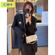 贺杨喻感洋气百搭ins斜挎包包女2023新款潮时尚链条单肩手拿小方包 黑色