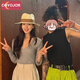 
COYOJOR Xiyaojia Zhao Lusi same style sunshade straw hat women summer new style beach white Panama top hat sun hat cowboy hat men milk white adjustable