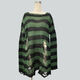 
Yuanle Shen mid-length punk dark versatile European and American ripped autumn and summer sweater for women couple stripes loose niche sweater new red one size