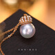 Hi Diamond Crown Pearl Diamond Pendant Female Red 18K Gold Akoya Perfect Round Seawater Pearl Necklace Elegant and Versatile Clavicle Chain 18K Gold Pearl 7.5-8mm + Diamond 4 Points