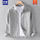 
ROMON Spring and Autumn Summer Thin Line Shirt Men's Casual Long Sleeve Shirt Jacket Loose Retro Cotton and Line Cloth Top 9207 Military Green XL