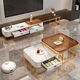 
Spring pastoral Internet celebrity rock slab tea table table living room household Nordic light luxury modern square combination glass small apartment simple tea 70 gray glass + 60 white rock slab (black rack gray pump [delivery to home]