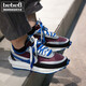 
Nike (NIKE) [Strictly selected good products] Nike Sacai X Nike LDV WAFFLE Three-party joint shoes sports running shoes Black gray and blue deconstructed DJ4877-600 42
