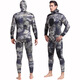 SBART 3MM rubber wetsuit split surf suit men's warm winter swimming long-sleeved one-piece swimsuit thickened jellyfish suit 1047 camouflage with hood XL