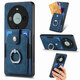 Card holder with ring suitable for Huawei mate60 pro mobile phone case with bracket Huawei mate60 card bag can be plugged in and placed card slot wallet full-inclusive lens protection Royal blue ring card holder integrated Huawei Mate 60 Pro