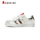 ABC Kinder Kinderschuhe 2025 Frühling neuer Jungenschuhe kleine und mittelgroße Kinderklettklasse Sneakers Weibchenschale weiße Schuhe Weiße Größe 35 Geeignet für ungefähr 21,4 cm lang