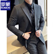 ROMON high-end customized suit men's British style double-breasted business casual suit large size three-piece formal wedding suit 338 black double-breasted single-piece suit 3XL (155-170Jin Jin equals 0.5 kg)