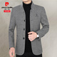 Pierre Cardin Wolljacke Herren Herbst und Winter mittleren Geschäftsstandkragen Jacke Männer Casual Trendy Plush Jacket Daddy Anzug Dunkelgrau L (120-140jin [Jin gleich 0,5 kg])