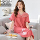 Modal High-End-Nachthemd für Frauen im Frühjahr und Herbst Sommer reines Baumwoll kurzärmelige schwangere Frauen losen dünnen langen Rock mittleren Alters im mittleren Alter großer Pyjamas T9901_nightgown M (80-100jin [Jin gleich 0,5 kg]))