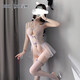 性感睡衣女极度诱惑套装黑丝袜情趣制服连体开裆露乳吊带透视角色 9756芭蕾舞蹈裙灰色均码