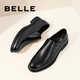 Belle black formal leather shoes men's cowhide business slip-on wedding shoes B3GK7CM1 black 39 (245mm)