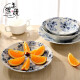 Mino-yaki Japanese tableware imported blue and white relief soup bowl hand-painted bowl sushi household rice bowl flower set series HT-23 round plate [22.2CM*3.0CM]